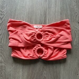 Coral Tube Top with Ring Details